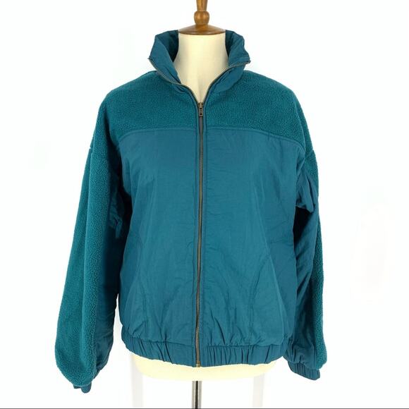 Women's Small Fleece Jacket Wild Fable Zip Up Nylon SoftShell Botanical Blue NWT - Picture 2 of 9